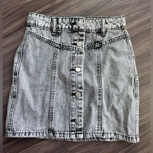 Gray Denim Button-Front Skirt